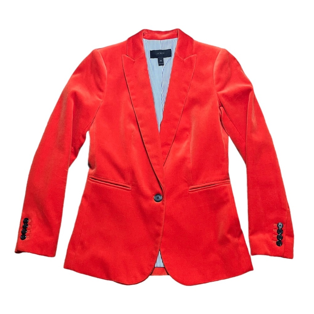 J. Crew Parke Velour One Button Orange Blazer G9101 Sz 00